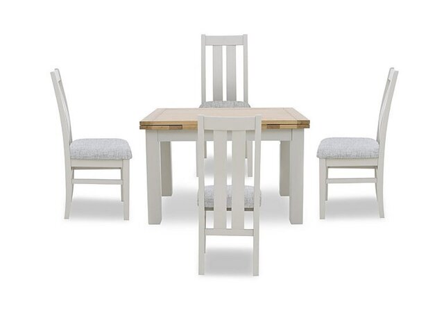 Lewis Large Draw Leaf Extending Dining Table and 4 Wooden Slatted Back Chairs