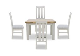 Lewis Large Draw Leaf Extending Dining Table and 4 Wooden Slatted Back Chairs