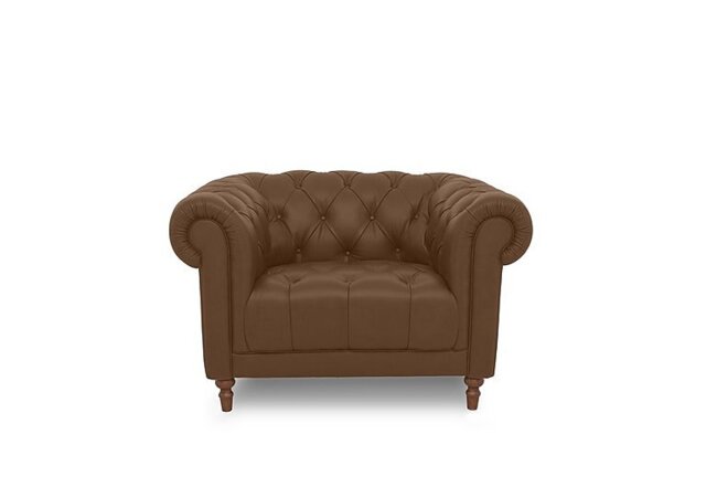Columbus Leather Armchair with Wooden Feet
