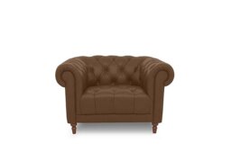 Columbus Leather Armchair with Wooden Feet