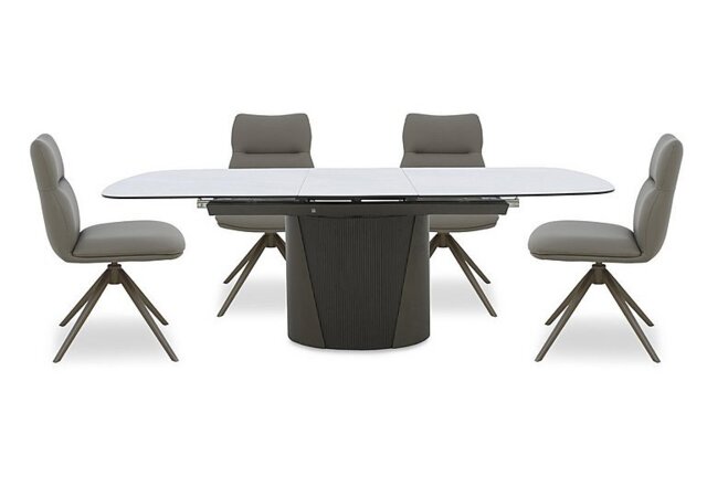Icon White Extending Dining Table and 4 Diva Chairs with Bronze Legs - 180-cm