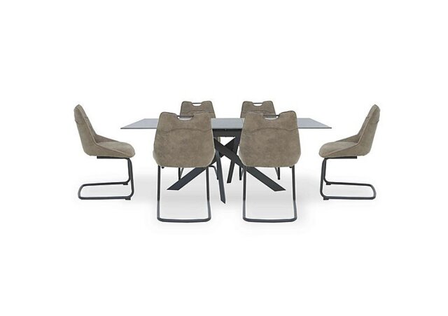 Warrior Grey Extending Dining Table with 6 Cantilever Chairs - Grey