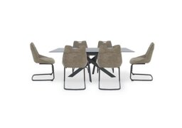 Warrior Grey Extending Dining Table with 6 Cantilever Chairs - Grey