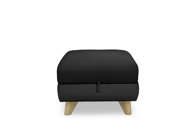 World of Leather - Malmo NC Leather Storage Footstool - Black