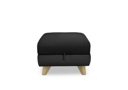 World of Leather - Malmo NC Leather Storage Footstool - Black