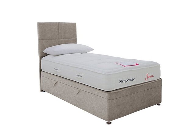 Sleepeezee - Jessica Side Ottoman Divan Set - Single - Tweed Stone