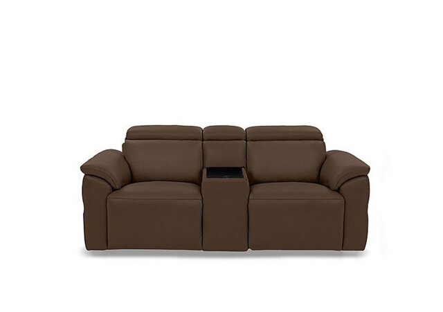 Dolomite 2 Seater Leather Power Recliner Sofa with Power Headrests and Console - Montana Chocolate