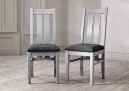 Lewis Set of 4 Wooden Slatted Back Dining Chairs - Anthracite