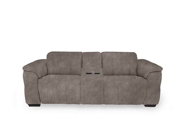 Inca Fabric 3 Seater Power Recliner Sofa with Pop Up Light Console and Power Headrests - Marble Charcoal Grey