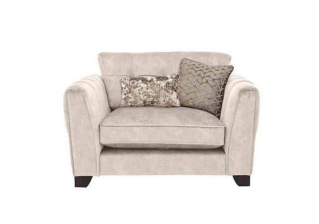Mariah Classic Back Fabric Snuggler Chair - Dapple Cream with Chrome Insert