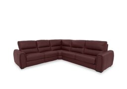 World of Leather - Flex Leather Large Left Hand Facing Corner Sofa Bed with Power Recliner and Storage Arms - BV Deep Red