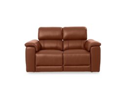 Genius Leather 2 Seater Power Recliner Sofa with Power Headrests and Bluetooth Speakers - Montana Butterscotch