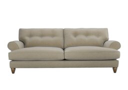The Lounge Co. - Bronwyn 4 Seater Fabric Classic Back Fibre Fill Sofa with Walnut Feet - Quiet Fawn