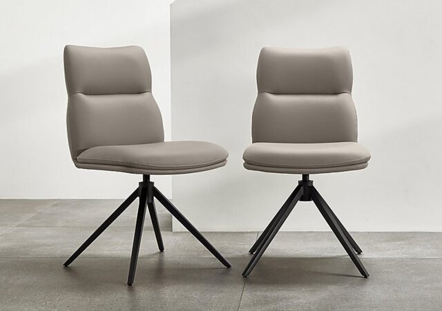 Quattro Pair of Swivel Dining Chairs - Taupe