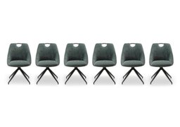 Petra Set of 6 Fabric Swivel Dining Chairs - Green