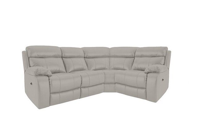 World of Leather - Moreno Small Leather Power Recliner Right Hand Facing Corner Sofa - Silver Grey