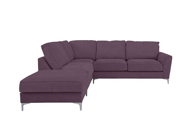 Legend Classic Back Fabric Left Hand Facing Corner Sofa with Chrome Feet - Cosmo Plum