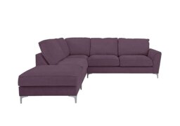 Legend Classic Back Fabric Left Hand Facing Corner Sofa with Chrome Feet - Cosmo Plum