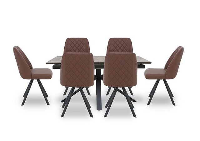 Jupiter Pop Up Extending Dining Table and 6 Swivel Chairs