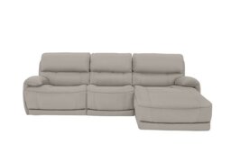 World of Leather - Link BV Leather Power Recliner Right Hand Facing Corner Chaise Sofa with Power Headrests - Silver Grey