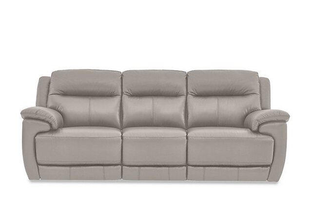 World of Leather - Touch 3 Seater BV Leather Sofa with Power Recliner - Silver Grey