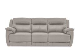 World of Leather - Touch 3 Seater BV Leather Sofa with Power Recliner - Silver Grey