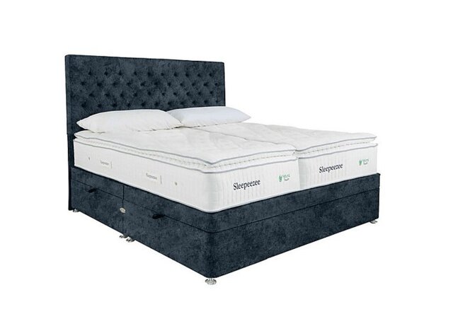Sleepeezee - Natural Touch 3000 Pillowtop Zip and Link Side Ottoman Divan Set - Daytona Ocean