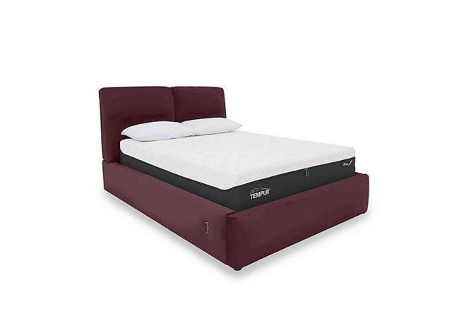 World of Leather - Stark NC Leather Electric Ottoman Bed Frame - King Size - NC Deep Red