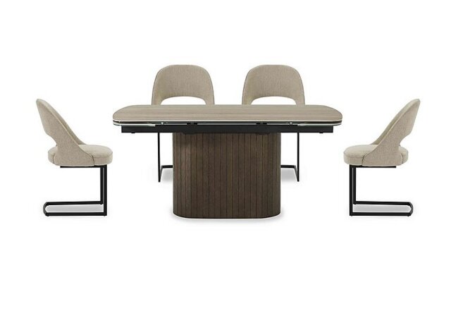 Tiber Draw Leaf Extending Dining Table with 4 Cantilever Chairs - 160-cm