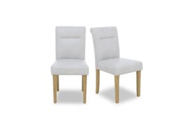 Lewis Pair of Roll Back Faux Leather Dining Chairs - Light Grey