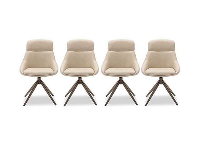 Arno Set of 4 Faux Leather Swivel Dining Chairs - Stone
