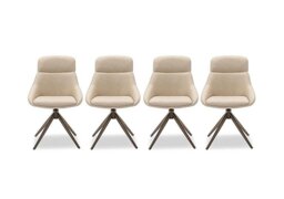 Arno Set of 4 Faux Leather Swivel Dining Chairs - Stone