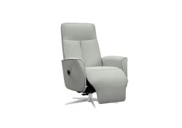 G Plan - Maribo Fabric Lift and Rise Power Recliner Chair with Power Headrest and Chrome Base - Stingray Charcoal