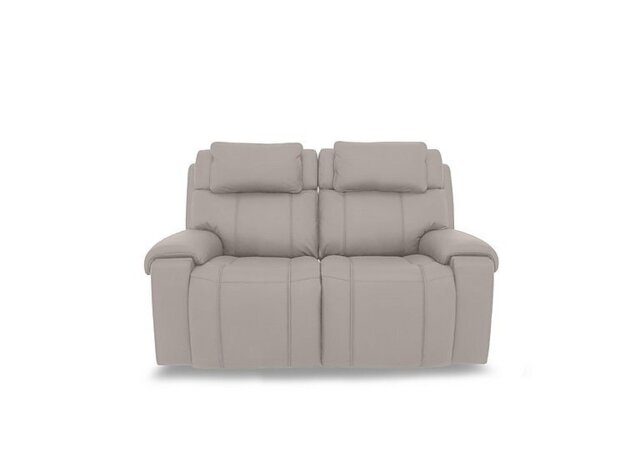 World of Leather - Hollywood Leather 2 Seater Power Recliner Sofa with Power Headrests and Storage Arms - Silver Grey
