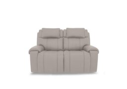 World of Leather - Hollywood Leather 2 Seater Power Recliner Sofa with Power Headrests and Storage Arms - Silver Grey