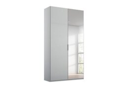 Rauch - Formes Glass 2 Door Hinged Wardrobe with 1 Mirror - Silk Grey/Silk Grey Front