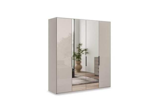 Wiemann - Amara 200cm 4 Door Bifold Wardrobe with 2 Glass and 2 Mirror Doors - Pebble Grey