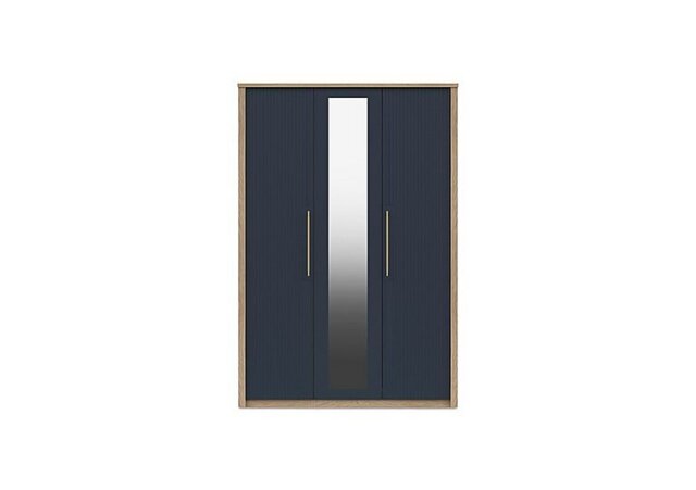 London Bedrooms - Chelsea 3 Door Wardrobe With Mirror Door and Gold Handles - Royal Blue