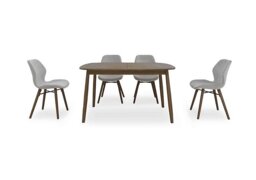 Stockholm Small Extending Dining Table and 4 Upholstered Chairs - Dark Oak