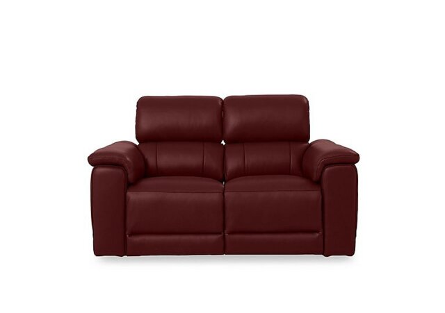 Genius Leather 2 Seater Power Recliner Sofa with Power Headrests and Bluetooth Speakers - Montana Ruby