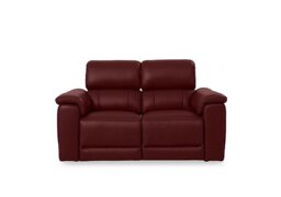 Genius Leather 2 Seater Power Recliner Sofa with Power Headrests and Bluetooth Speakers - Montana Ruby