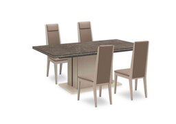 Lusso Small Extending Dining Table and 4 Panelled Faux Leather Chairs