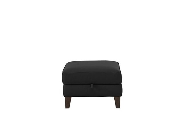 Ideal Home - Brondby Leather Storage Footstool - Classic Black