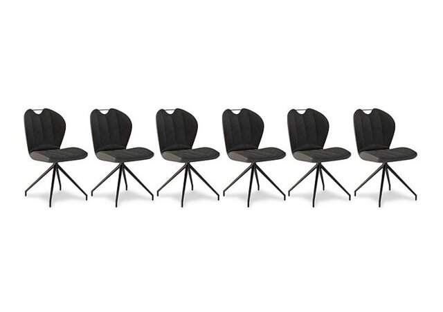 Raul Set of 6 Swivel Dining Chairs - Anthracite