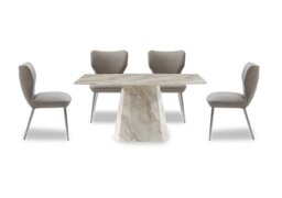 Elegante Dining Table and 4 Chairs - 150-cm - Taupe