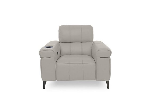 World of Leather - Homestage NC Leather Power Recliner Media Chair with Power Headrest - Feather