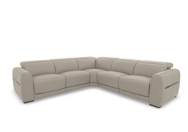 World of Leather - Edison Large Leather Power Recliner Corner Sofa with Power Headrests and Lights - Feather