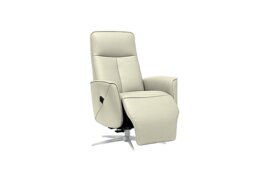 G Plan - Maribo Leather Lift and Rise Power Recliner Chair with Power Headrest and Chrome Base - Cambridge Chalk
