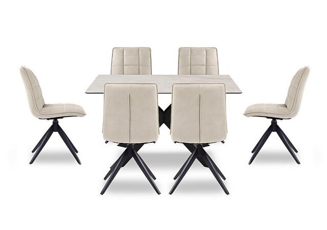 Luno Fixed Dining Table and 6 Swivel Chairs