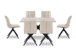 Luno Fixed Dining Table and 6 Swivel Chairs